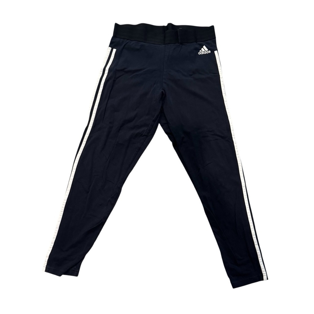 Adidas Navy Leggings with White Stripes Large
